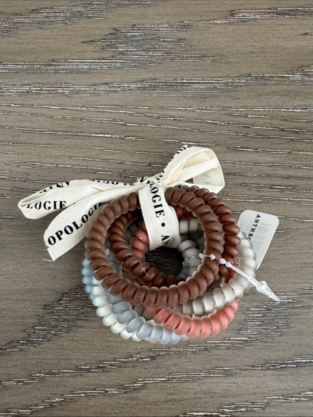 Anthropologie Coiled Hair Tie Set Neutral Rose 16 Total Coils 2 Sets of 8 New - Picture 4 of 6